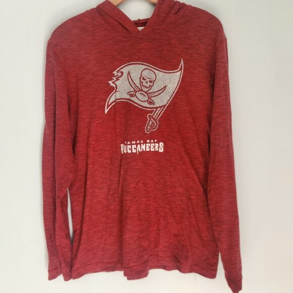 Tampa Bay Buccaneers Hooded Shirt NFL Team‎ Apparel Red Lightweight Mens Medium - Picture 2 of 10
